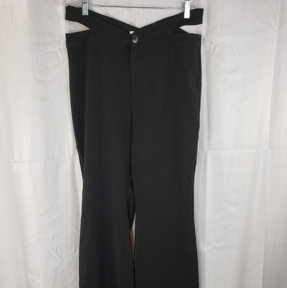 Elodie Black K Sexy Side Cut Out Waist Flare Leg Pant Sz XL. Date Night Clubbing - Picture 3 of 12